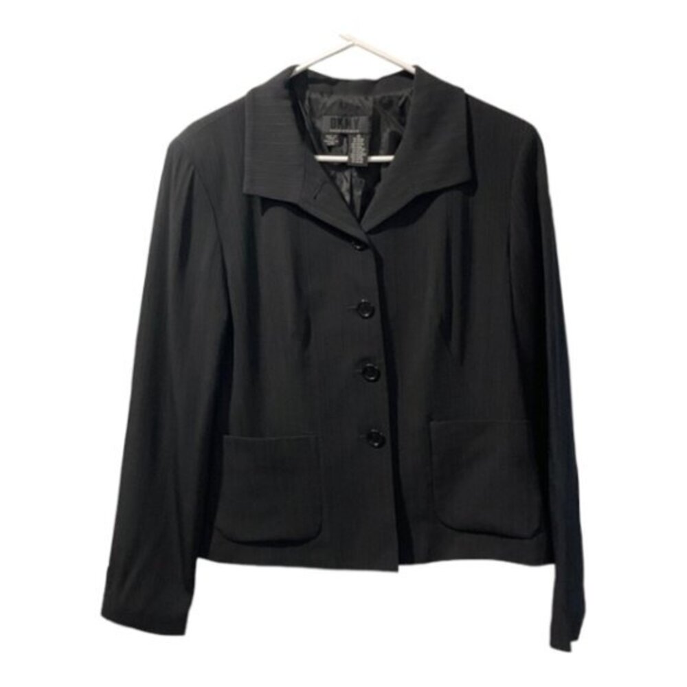 DKNY Essentials Charcoal Gray Blazer/Jacket Trouser Pant Suit Size 10 EUC #3532